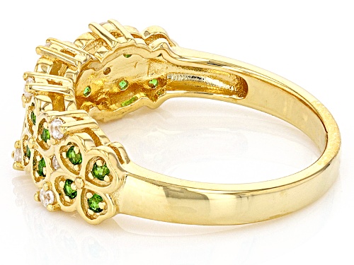 .17ctw Chrome with .15ctw White Zircon Four Leaf Clover 18k Yellow Gold Over Silver Band Ring - Size 8