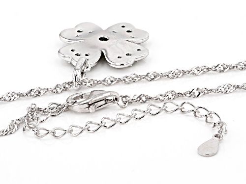 0.30ctw Round Chrome Diopside Rhodium Over Silver Four Leaf Clover Pendant With Chain