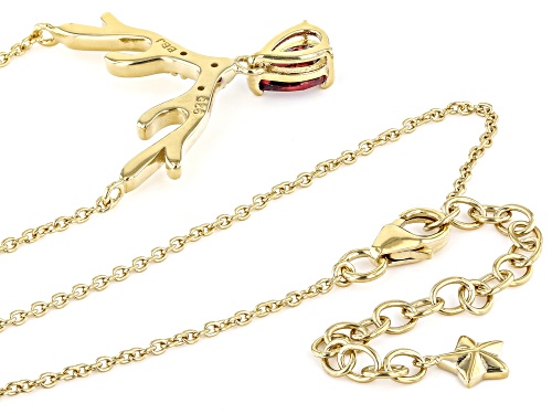 0.80ctw Vermelho Garnet™ And 0.06ctw White Zircon 18K Yellow Gold Over Silver Reindeer Necklace - Size 18