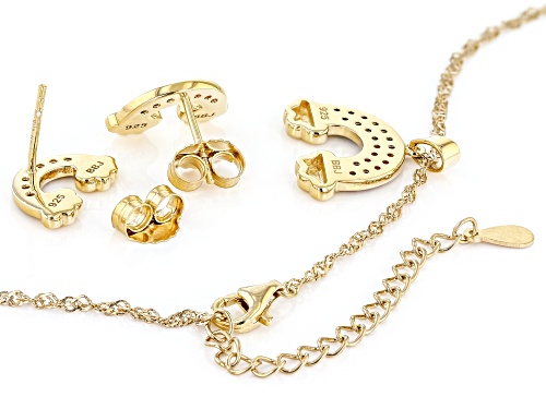 0.47ctw Multi-Gem 18K Yellow Gold Over Sterling Silver Rainbow Pendant With Chain And Earring Set