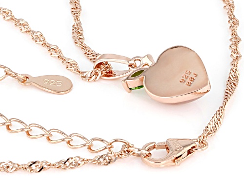 Heart Cabochon Rose Quartz With 0.09ct Chrome 18k Rose Gold Over Silver Peach Pendant/Chain