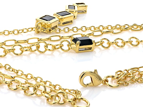 4.51ctw Rectangular Octagonal Black Spinel 18k Yellow Gold Over Brass 16-20