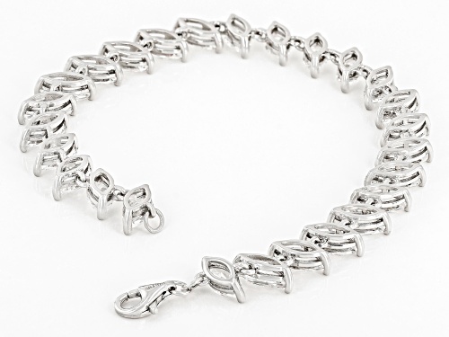 14.14ctw Marquise Lab Created White Sapphire Rhodium Over Sterling Silver Bracelet - Size 8