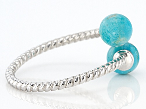 6mm Blue Composite Turquoise Rhodium Over Sterling Silver Bypass Ring - Size 7