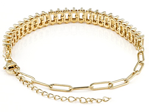 6.65ctw Baguette Lab Created White Sapphire 18k Yellow Gold Over Sterling Silver Paperclip Bracelet - Size 8