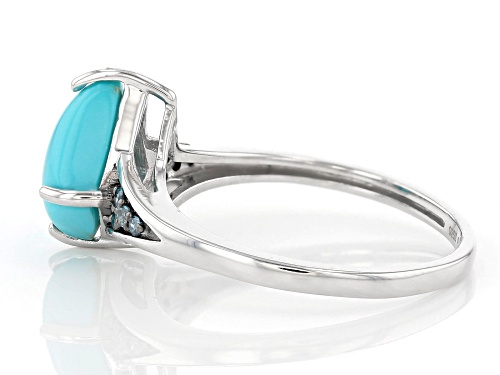 Kite Kingman Turquoise and 0.05ctw Blue Diamond Sterling Silver Ring - Size 8