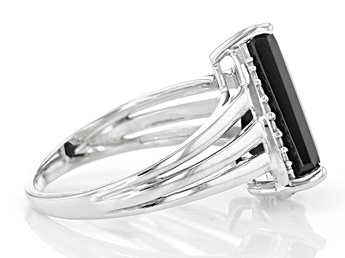 3.44ctw Triangle Black Spinel With 0.23ctw White Zircon Sterling Silver Ring - Size 7