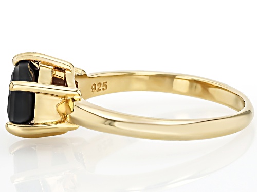 3.15ct Hexagon Black Spinel 18k Yellow Gold Over Sterling Silver Ring - Size 8