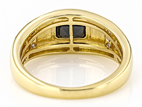 1.08ct Black Spinel With 0.05ctw Lab Created White Sapphire 18k Yellow Gold Over Silver Ring - Size 6