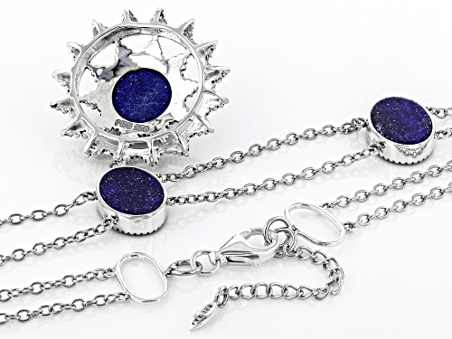 Global Destinations™ Mix Shape Lapis Lazuli Rhodium Over Sterling Silver Necklace - Size 18