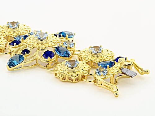 Global Destinations™ 34.90ctw Multi-Color Lab Created Blue Spinel 18k Gold Over Brass Bracelet - Size 7.5
