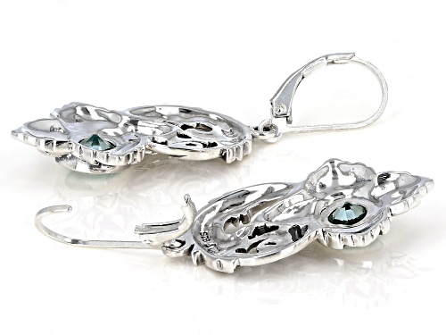 Global Destinations™ 2.24ctw Lab Created Green Spinel Solitaire Silver Floral Dangle Earrings