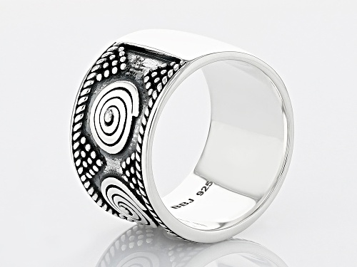 Global Destinations™ Oxidized Sterling Silver African Inspired Spiral Tribal Design Band Ring - Size 7