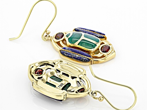 Global Destinations™ Lapis Lazuli, Onyx & Garnet 18k Yellow Gold Over Brass Earrings