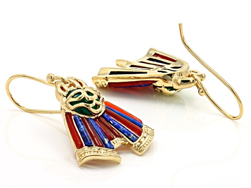 Global Destinations™ Green Onyx, Carnelian & Lapis Lazuli 18k Yellow Gold Over Brass Earrings