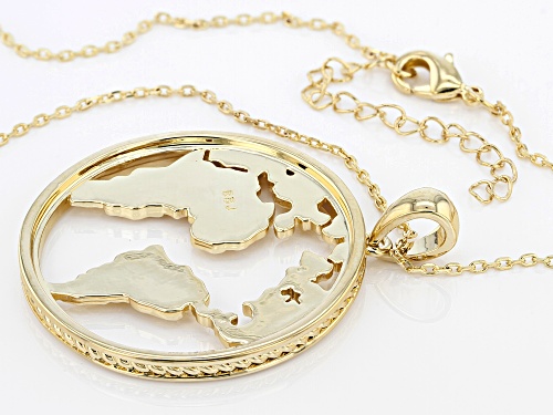 Global Destinations™ 18k Yellow Gold Over Brass World Pendant With Chain