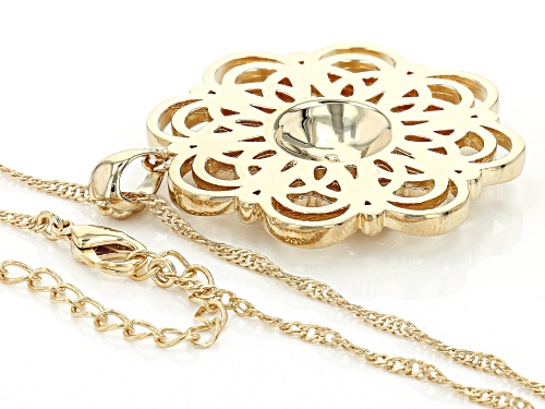 Global Destinations™18k Yellow Gold Over Brass Flower Pendant With Chain