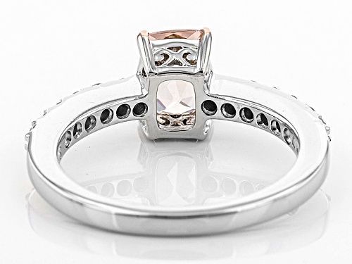 .68ct Rectangular Cushion Morganite With .34ctw Round White Zircon Sterling Silver Ring - Size 11