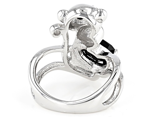2.68ctw Oval And Round Black Spinel Sterling Silver Monkey Ring - Size 5