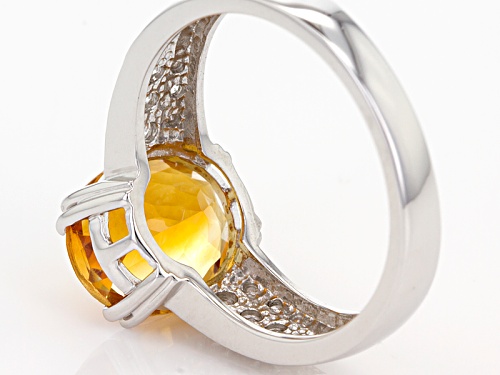 3.00ct Oval Madeira Citrine And .27ctw Round White Zircon Sterling Silver Ring - Size 8