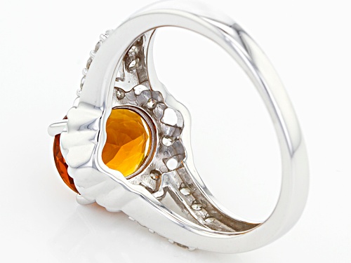 2.04ct Oval Madeira Citrine And .47ctw Round White Zircon Sterling Silver Ring - Size 11