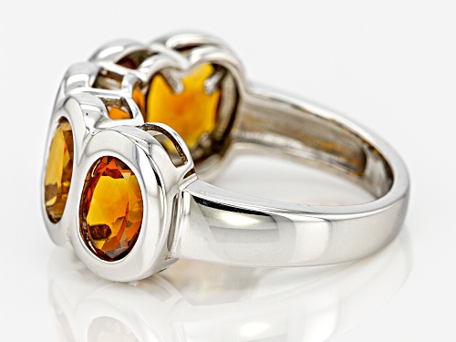 3.50ctw Oval Madeira Citrine Sterling Silver 5-Stone Band Ring - Size 7