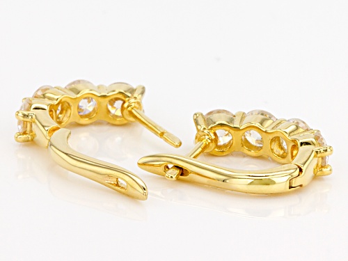 2.80ctw Round Strontium Titanate 18K Yellow Gold Over Sterling Silver Hoop Earrings