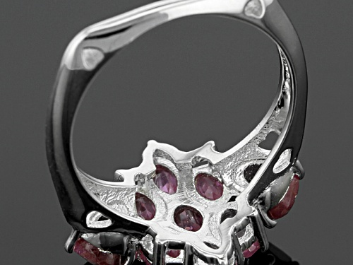 2.38ctw Oval Mahaleo® Pink Sapphire With .52ctw Heart Shape Mahaleo® Ruby Sterling Silver Ring - Size 12
