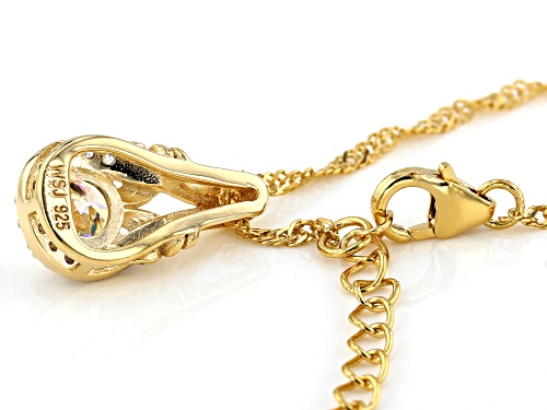 1.10ct Strontium Titanate .13ctw White Zircon 18K Yellow Gold Over Silver Pendant with Chain