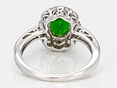 1.63ctw Oval Russian Chrome Diopside With 4 Green And 4 White Diamond Accents Sterling Silver Ring - Size 11
