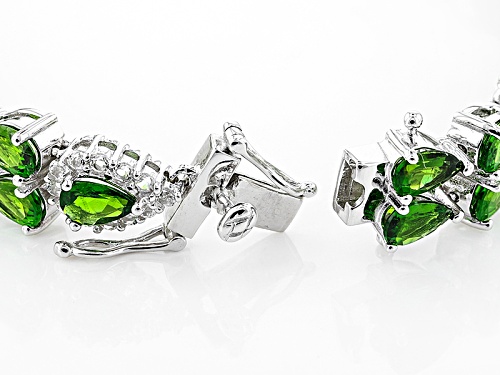 21.60ctw Pear Shape Russian Chrome Diopside And 1.44ctw Round White Topaz Sterling Silver Bracelet - Size 8