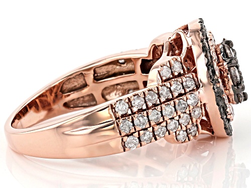 1.26ctw Round Champagne And White Diamond 10K Rose Gold Ring - Size 8