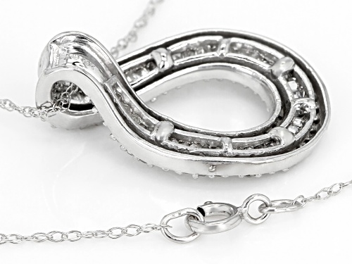 0.50ctw Baguette And Round White Diamond 10K White Gold Pendant With Chain