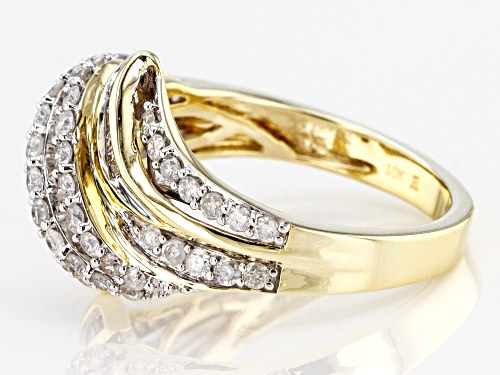 1.00ctw Round & Baguette White Diamond 10k Yellow Gold Ring - Size 6