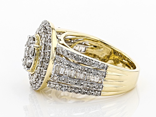 2.00ctw Round And Baguette Diamond 10k Yellow Gold Ring - Size 9