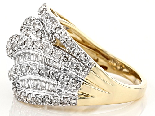 2.00ctw Round & Baguette White Diamond 10k Yellow Gold Ring - Size 7