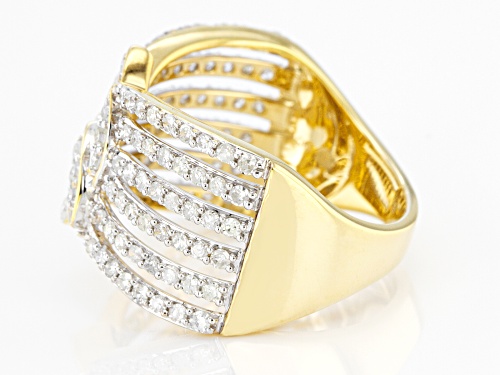 0.90ctw Round White Diamond 10K Yellow Gold Open Design Ring - Size 6
