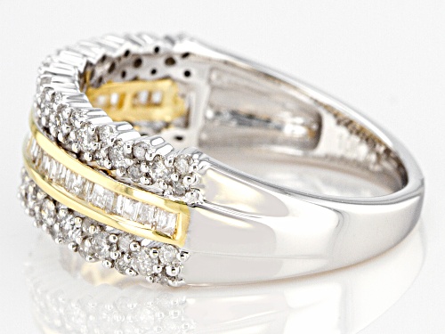 0.78ctw Round & Baguette White Diamond 10K Two-Tone Gold Ring - Size 9