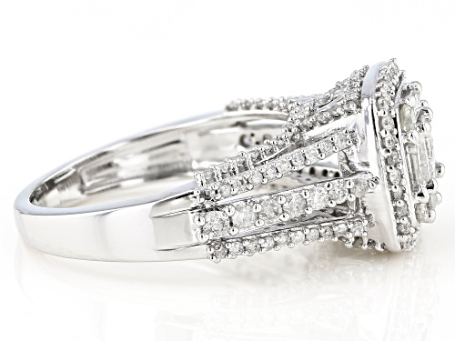 1.25ctw Round, Baguette, & Princess Cut White Diamond 10K White Gold Ring - Size 5