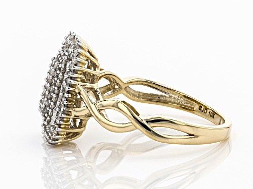 0.45ctw Round & Baguette White Diamond 10K Yellow Gold Ring - Size 5