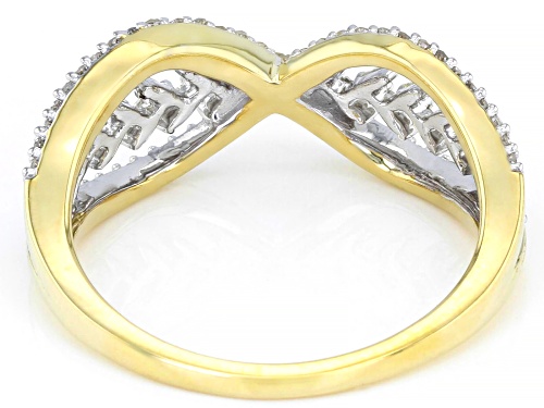 0.33ctw Round And Baguette White Diamond 10k Yellow Gold Open Design Ring - Size 5