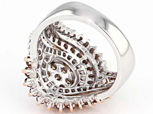 Rose d' Champ Diamonds™ 2.20ctw Round Champagne & White Diamond 10K White Gold Cluster Ring - Size 5