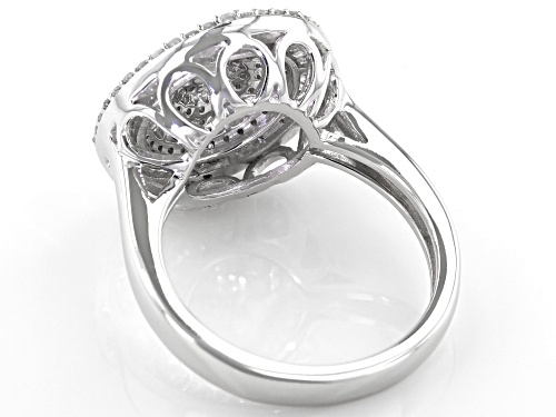 0.75ctw Round & Baguette White Diamond 10K White Gold Cluster Ring - Size 5