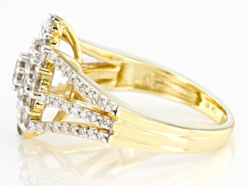 1.00ctw Round White Diamond 10K Yellow Gold Cluster Ring - Size 8
