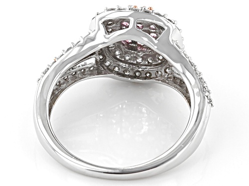 0.16ctw Round Pink Sapphire & 0.79ctw Round White Diamond 10K White Gold Cluster Ring - Size 6
