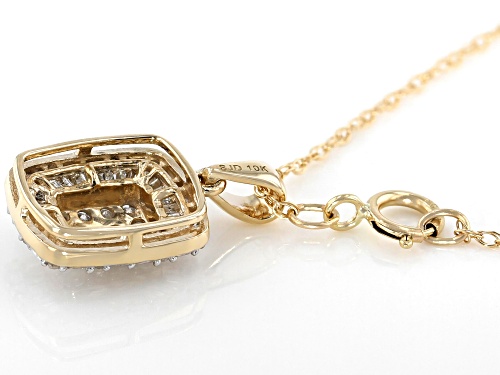 0.40ctw Baguette & Round White Diamond 10K Yellow Gold Cluster Pendant With 18 Inch Rope Chain