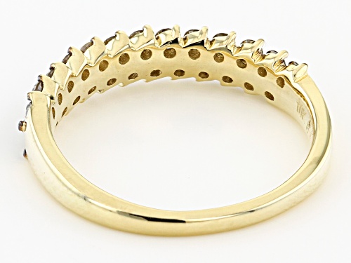 0.60ctw Round Champagne Diamond 10K Yellow Gold Band Ring - Size 7