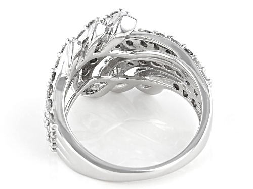 1.50ctw Round White Diamond 10k White Gold Bypass Ring - Size 6