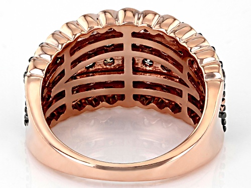 2.00ctw Round Champagne Diamond 10k Rose Gold Multi-Row Band Ring - Size 6