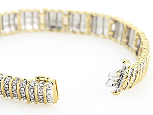 0.50ctw Round White Diamond Rhodium And 14K Yellow Gold Over Sterling Silver Bracelet - Size 7.5